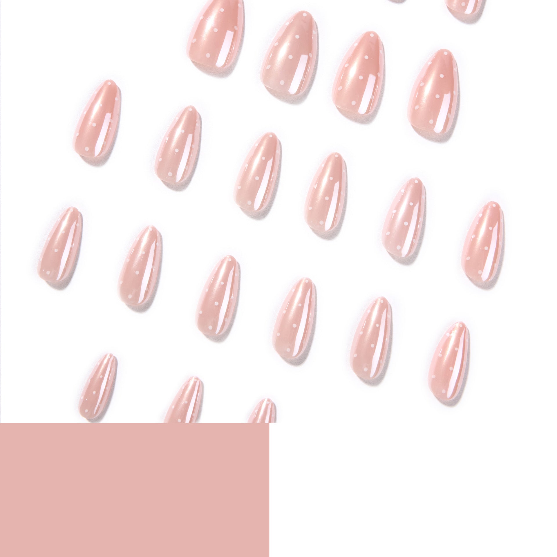 365nails: "Pink Polka Dot Almond" – Natural Press-on Nails