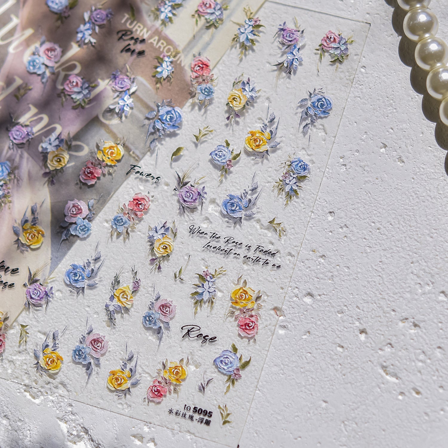 365nails: "Watercolor Pastel Rose" – nail art stickers