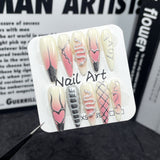 Uñas postizas de punta larga hechas a mano con pistola pulverizadora, cambio gradual, parche de uñas pintado a mano, chicas geniales, uñas postizas con acabado industrial pesado | 365nails