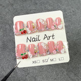 Duck bill nail three-dimensional carving gentle cherry powder sweet handmade press-on nails flash ice through fake nails｜365nails