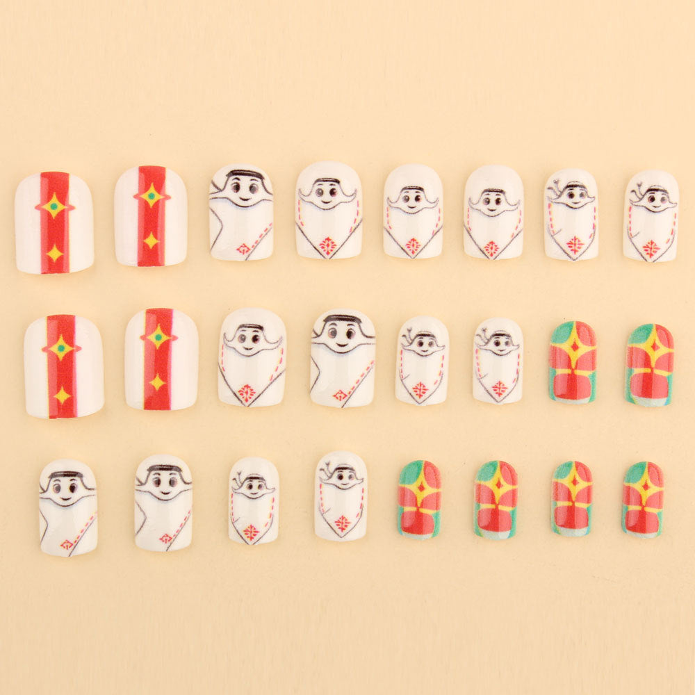 World Cup Qatar Mascot La'eeb Football Press-On Nails (Cute/24pcs/Short Square)
