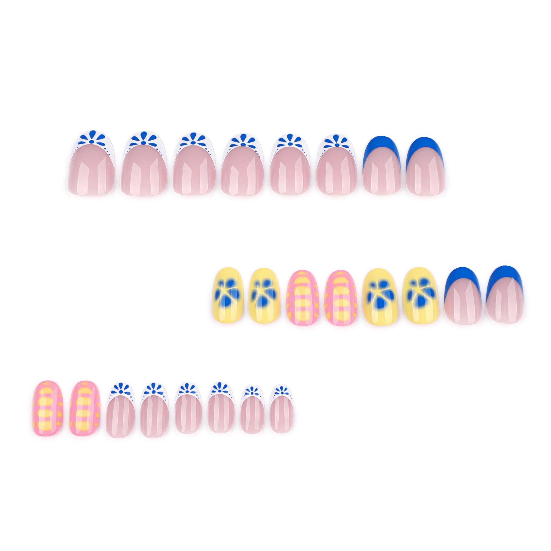 Foreign trade hot-selling wearable fake nails short short round manicure pieces French simple wearable fake nails
