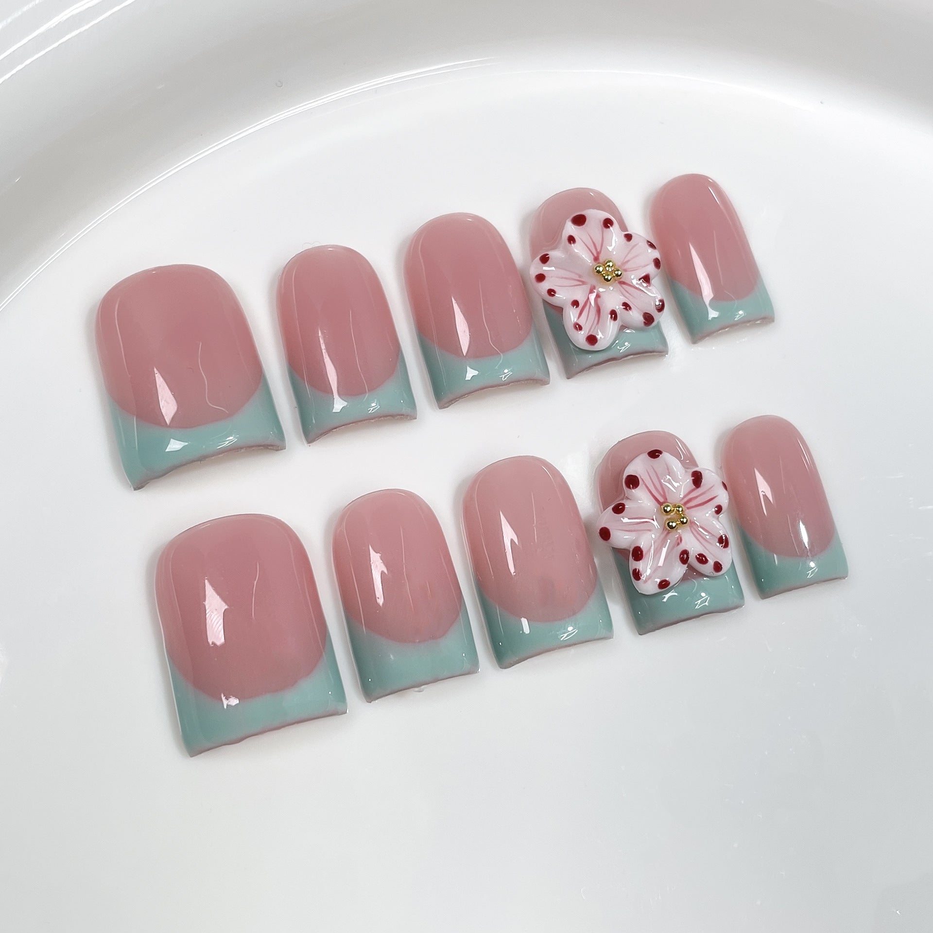 Mint Blossom Chic Series Press-On Nails