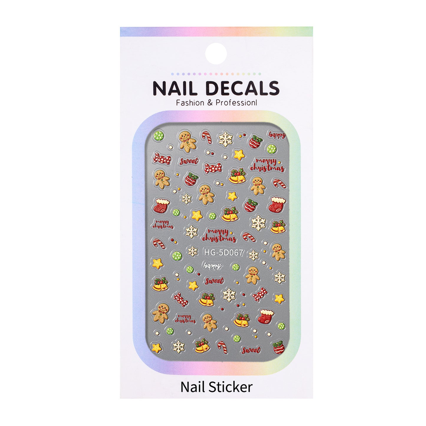 Happy Christmas Nail Art Sticker 5D Embossed Three-dimensional Snowman Santa DIY Nail Sticker Ornament HG