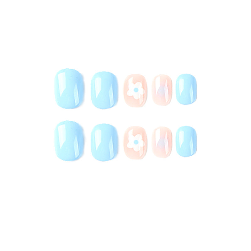 "Baby Blue Blush & Blossom" - Precision Crafted Press-On Nails