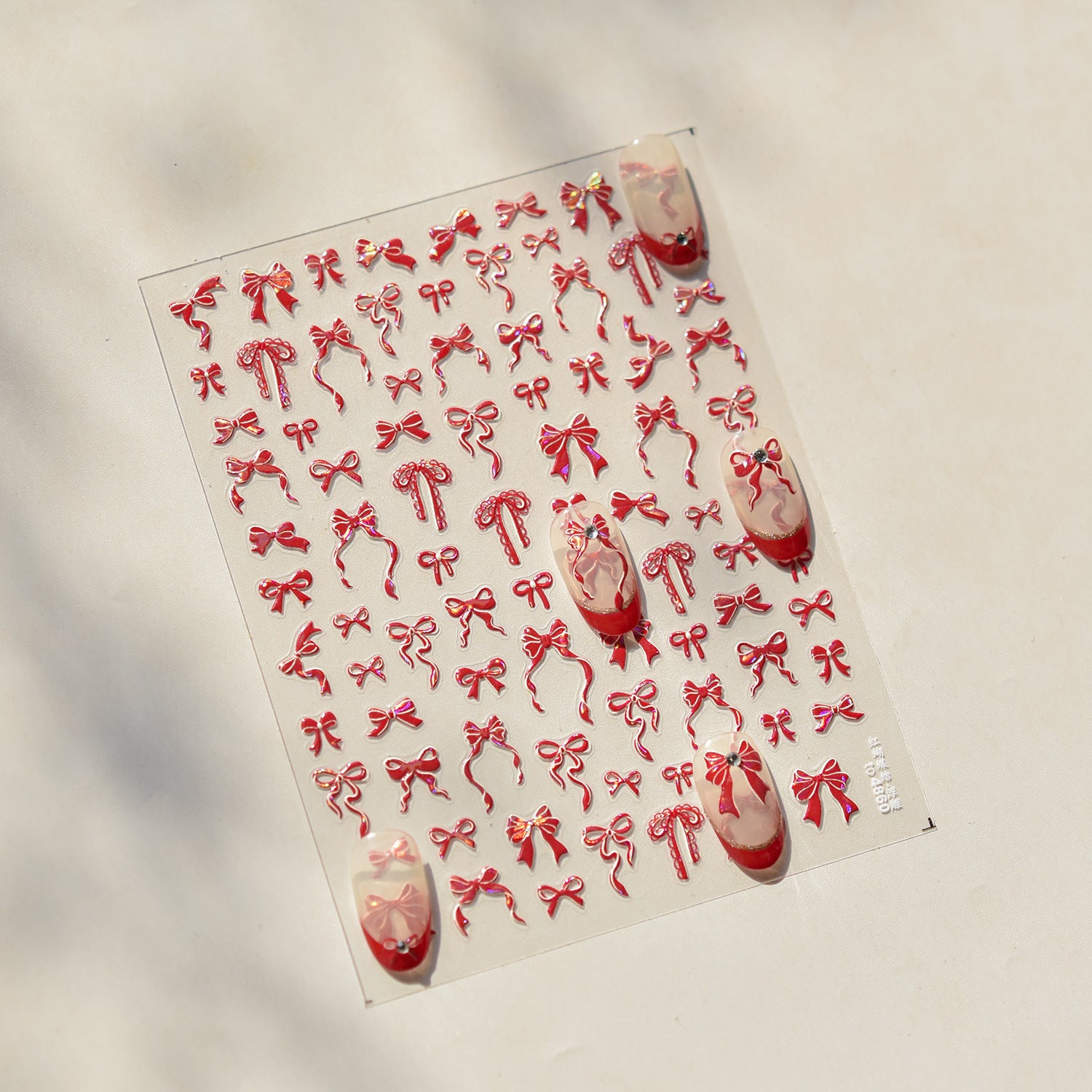 365nails: "Holographic Red Bow" – Nail Art Stickers
