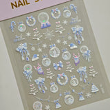 Fireworks Christmas Ball Nail Art Sticker 5D Embossed Three-dimensional Shell Light Christmas Fireworks Nail Sticker Ornament SL