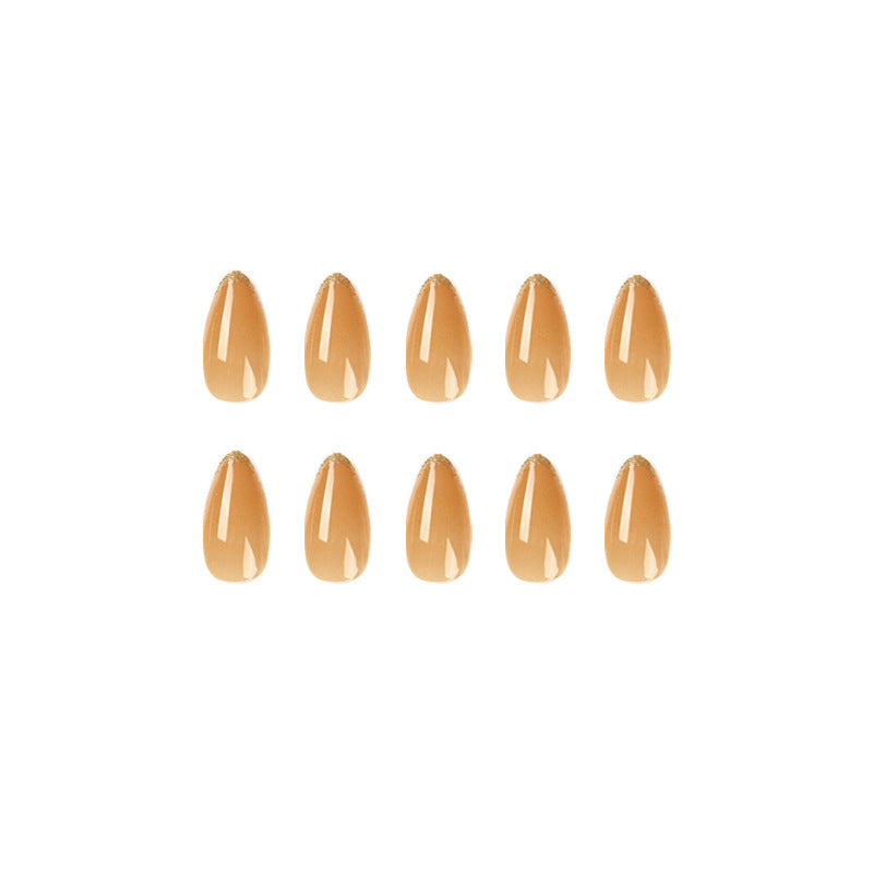 Uñas postizas Arte Simple Francés Uñas en Polvo Dorado Parche Uñas postizas avanzadas Uñas postizas Uñas removibles Parche｜365nails