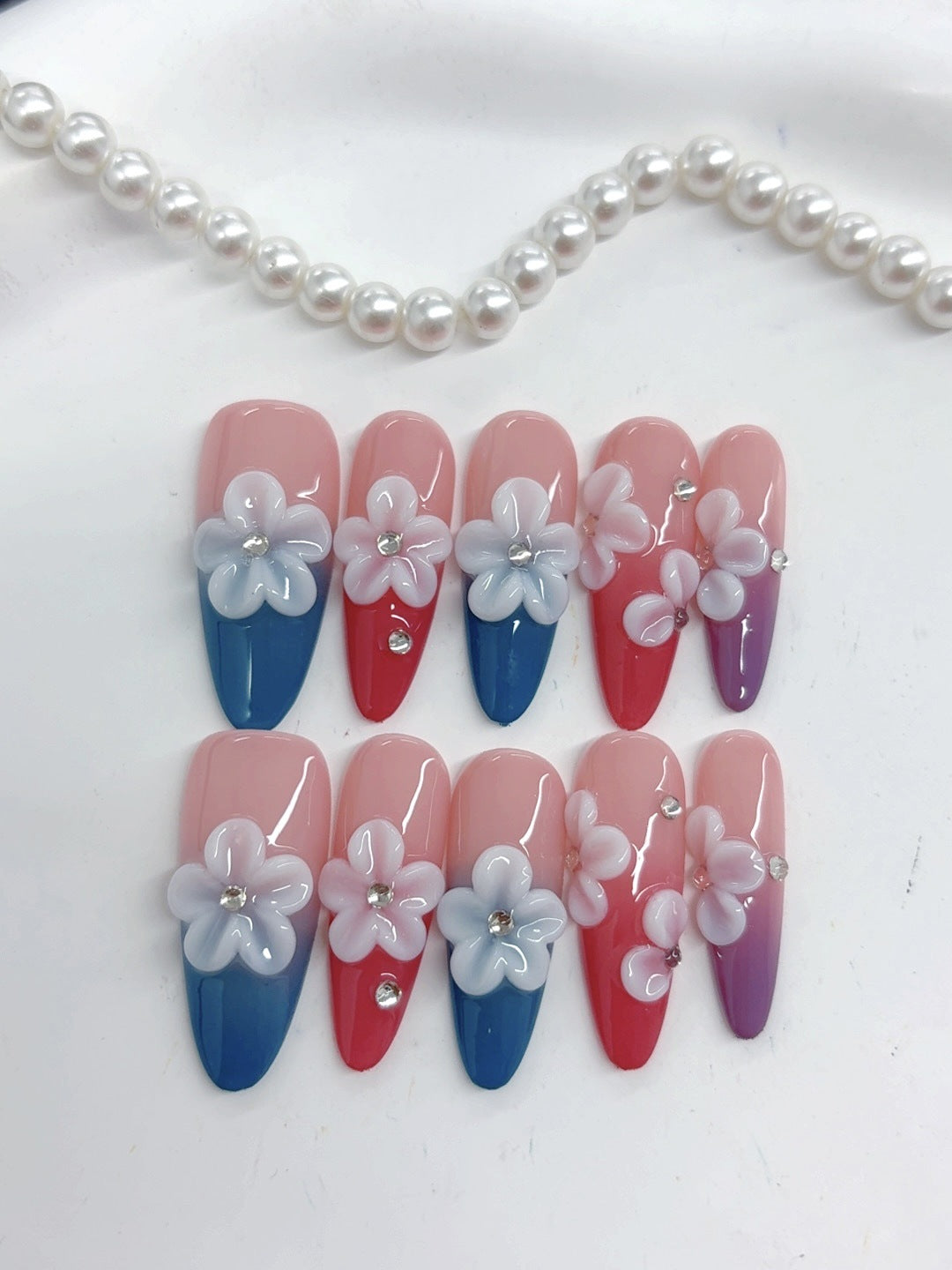Blossom Dream: "Petal Whisper" – Gradient Almond Press-On Nails