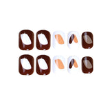 Unhas postiças marrom café, simples, bloco de cor, grafite, peça de unha, produto acabado, atacado, pressione ｜365nails