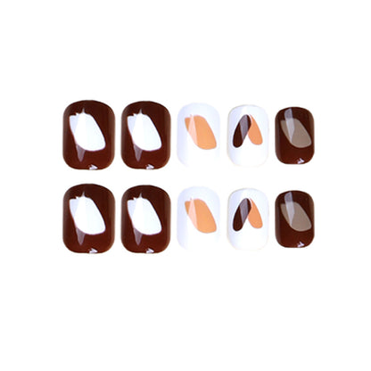 Coffee brown Press on nails simple ins color block graffiti nail  nail piece finished product wholesale Press on ｜365nails