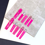 Neon Pink Crystal Accent Extra Long Press-On Nails