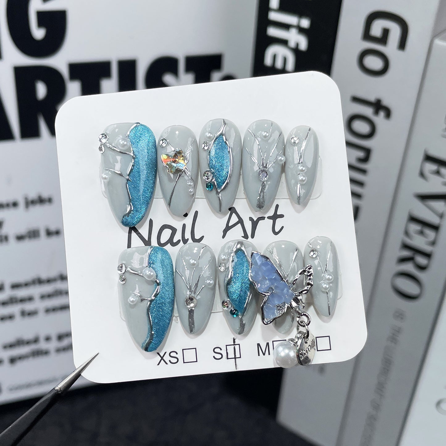 Almond nail  Handmade press on nails relief cat eye nail patch wearing fake finger｜365nails