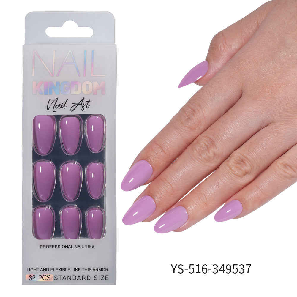 Press on nails Advanced Aurora Fine Flash Almond Short Nail Film Removable Fake Nail Prefabricated Solid Color  Nail Art Wholesale