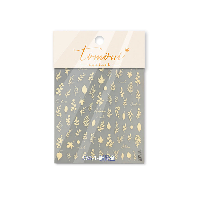 365nails: "미니멀 화이트 잎사귀" – 네일 아트 스티커