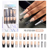 Press on nails fake nail patch extension nail Spice Girl medium rectangle removable 24 pieces with drill manicure