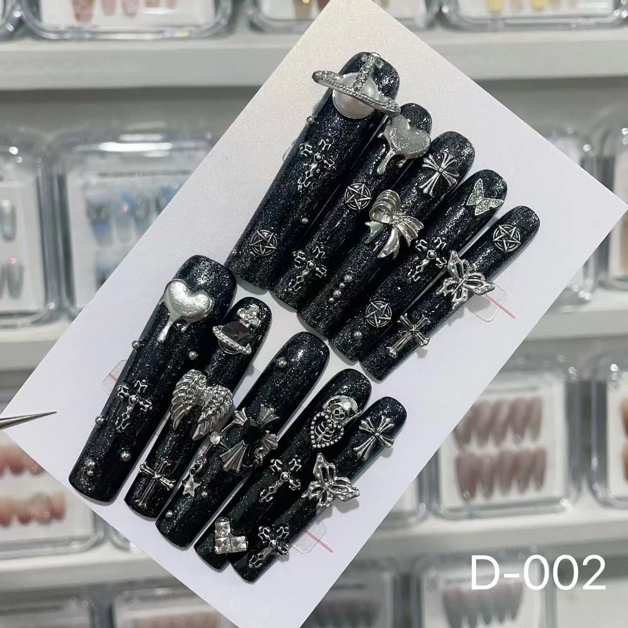 Extra Long 5.5cm Water Pipe Press-On Nails | Handmade Collection | Round Shape