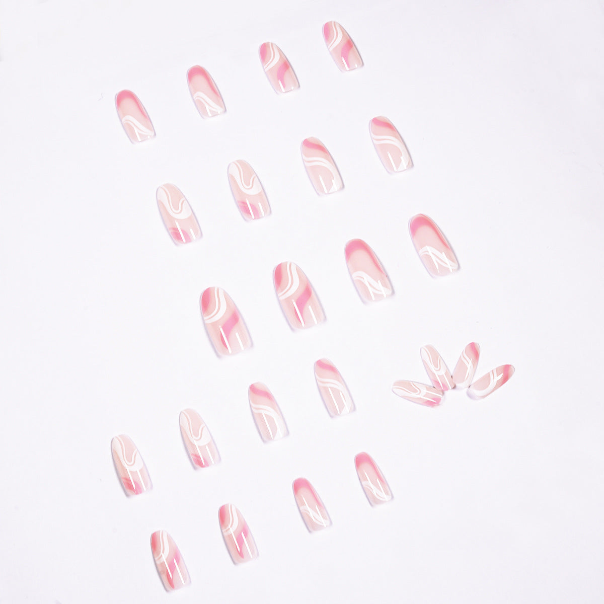 Pop Series Simple Pink White Press on  Finished Fake Nail Nail  Nail  Removable Nail｜365nails
