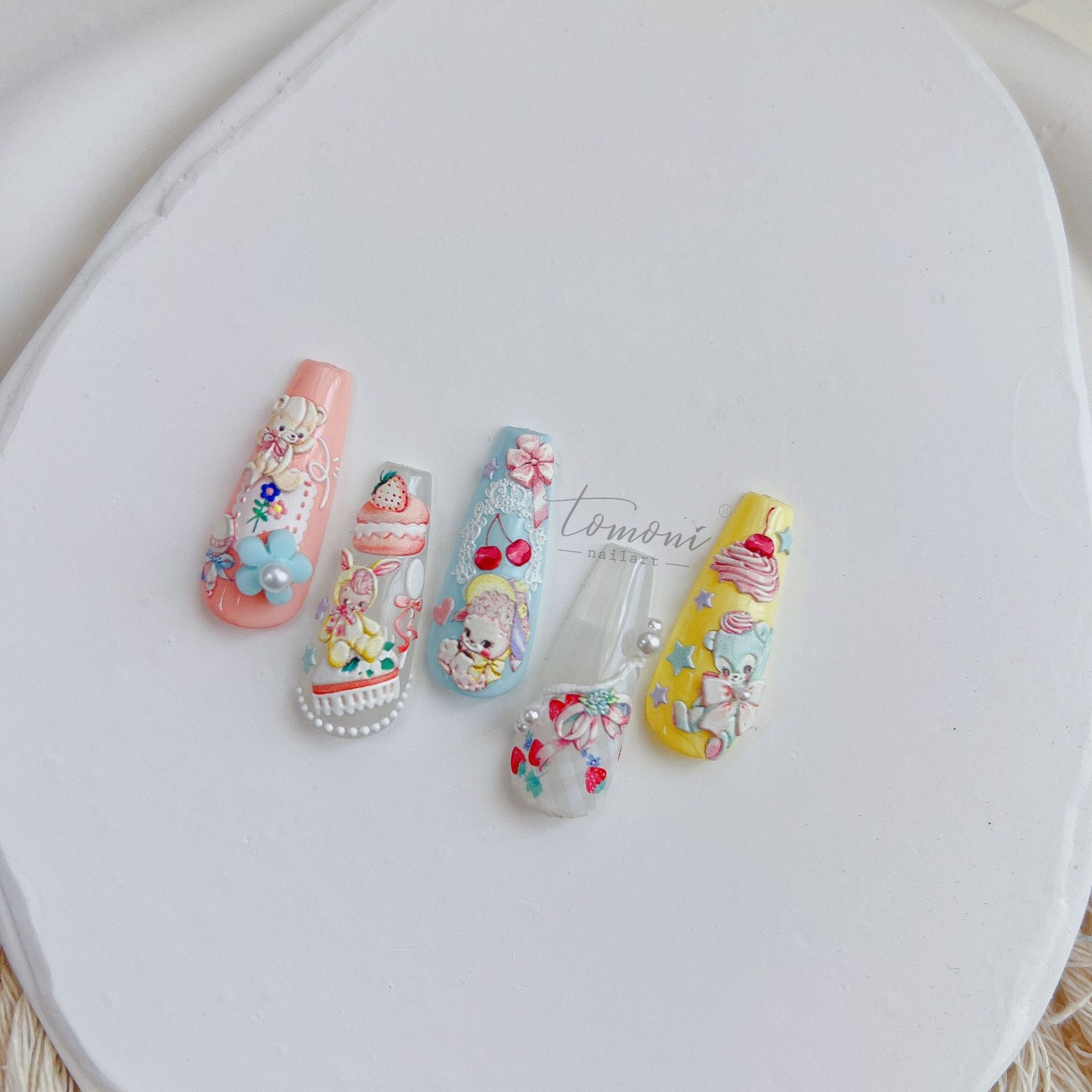 365nails: "Nœud pastel dessert animal mignon" – Autocollants de nail art