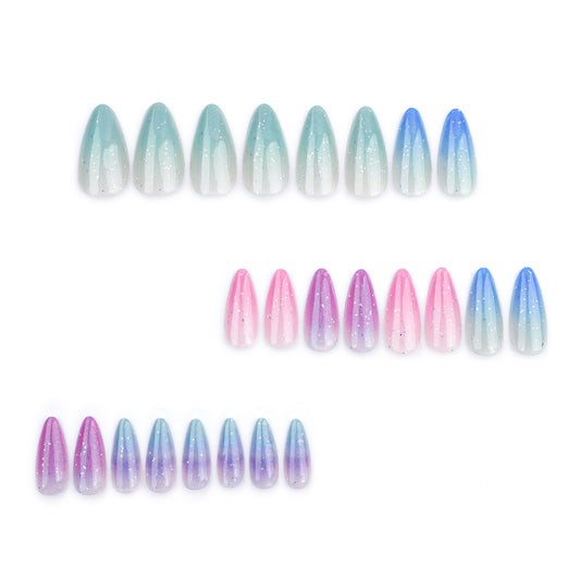 Colorful gradual change wearing nail sequins fake nails pearlescent cat eye nail art   nail patch wholesale｜365nails