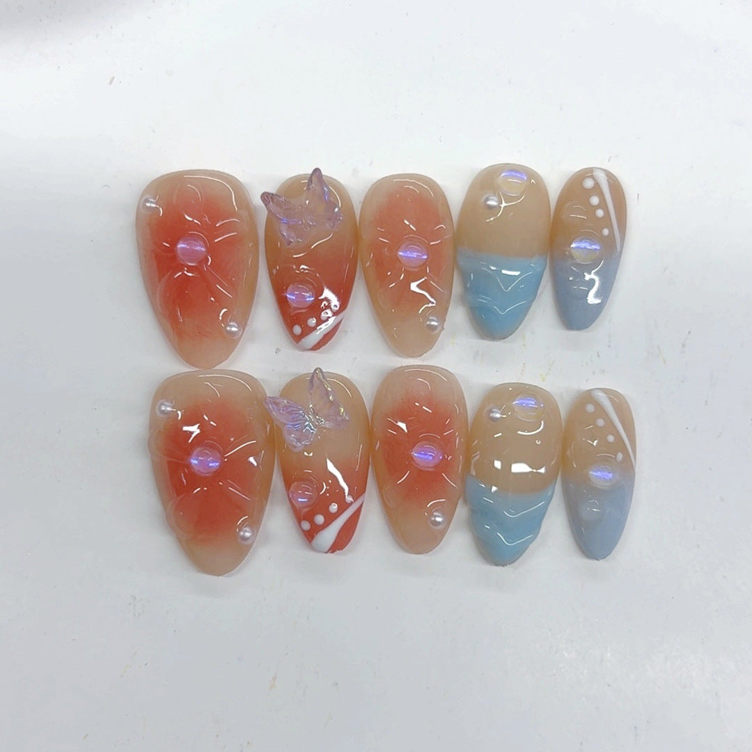 Miragem do Deserto: "Crepúsculo Âmbar" – Unhas Postiças de Amêndoa