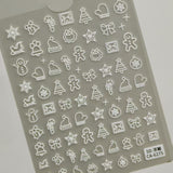 Winter Christmas Snowflake Nail Art Sticker 5D Embossed Three-dimensional White Hollow Snowflake Nail Sticker Ornament CA