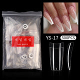 Nail Tips Transparent nail piece Semi-sticker Shallow sticker 500 pieces French long nail art trapezoidal square light and thin press on nails  nail piece