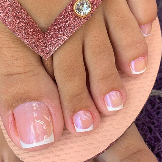 Unhas postiças francesas brancas simples rosa claro, unhas postiças, modelo de unhas postiças, unha de menina gentil, peça fofa, unhas postiças, 365nails