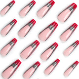 Brillo, murciélago oscuro, borde rojo, arte de uñas, pieza de uña removible, producto terminado al por mayor | 365nails