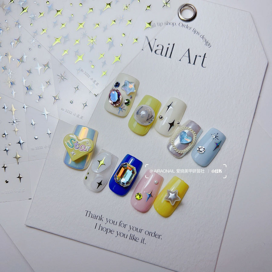 365nails: "홀로그램 실버 스타 스파클" – 네일 아트 스티커