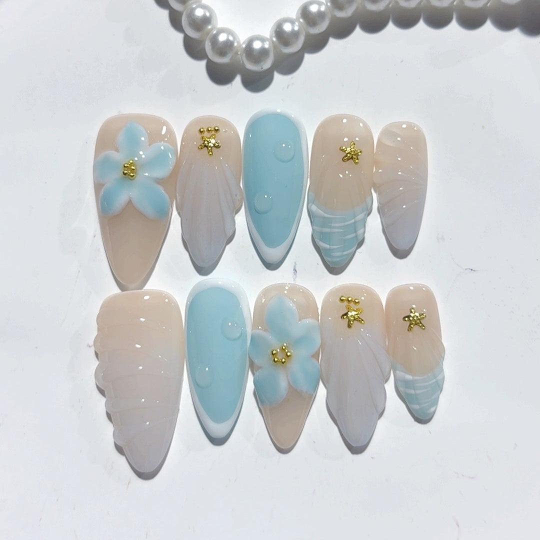 Cloud Dream: "Sky Blossom" – Unhas Postiças Amêndoa