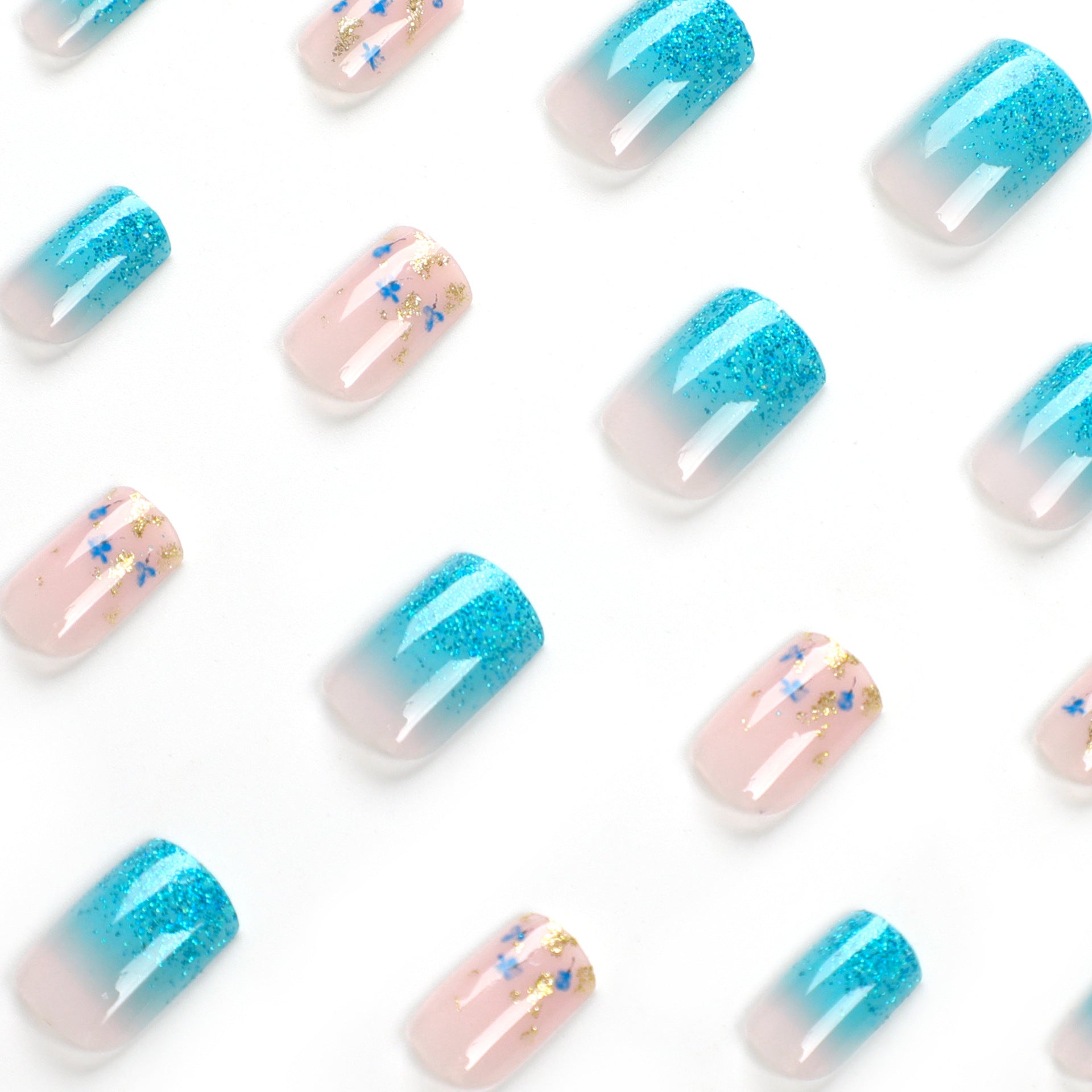 Uñas postizas especiales, uñas postizas extraíbles, uñas con lentejuelas doradas, uñas artísticas, uñas adhesivas, uñas terminadas por piezas | 365nails