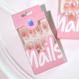 Uñas francesas con estampado de crema, rubor, ojo de gato, manicura de viento, pieza de uña corta tipo ballet, uñas postizas, venta al por mayor | 365nails