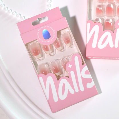 Unhas postiças francesas cremosas blush olho de gato puro desejo vento manicure peça curta balé atacado ｜ 365nails