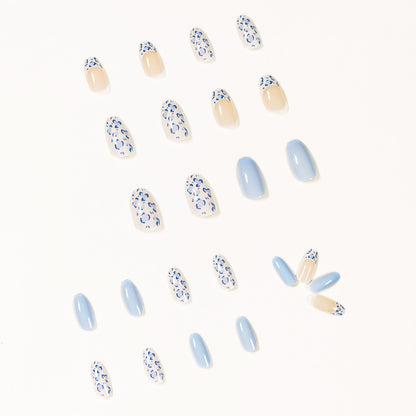 Cream White Baby Blue Short Ballet Wear Nail Art False Nail Art Patch Nail Patch Removable Nail Art Patch｜365nails