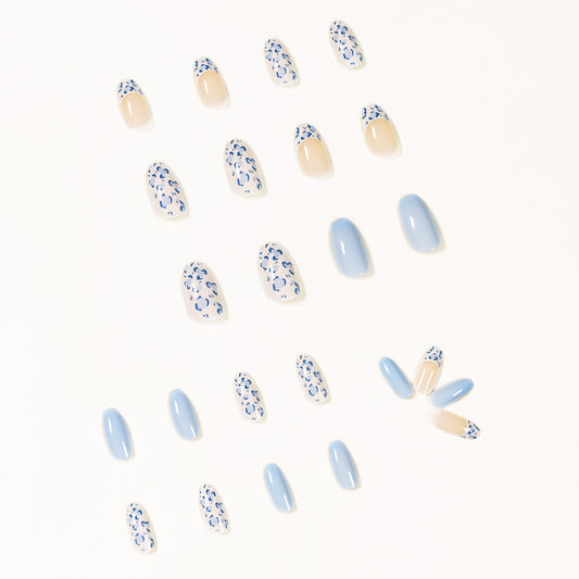 Cream White Baby Blue Short Ballet Wear Nail Art False Nail Art Patch Nail Patch Removable Nail Art Patch｜365nails