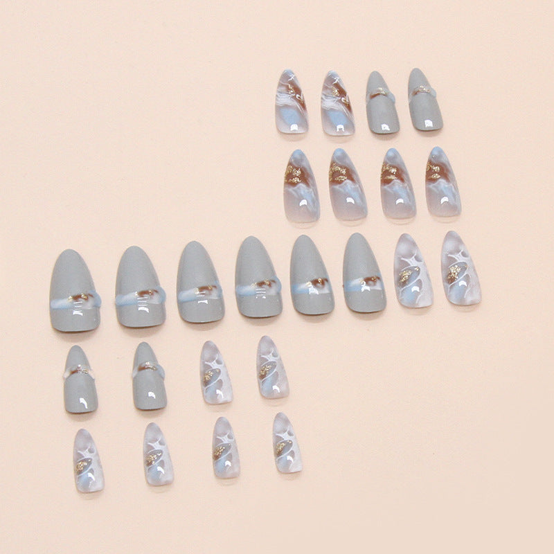 Almofadas de unhas postiças azuis claras, unhas artificiais, almofadas de unhas removíveis tridimensionais, 24 fotos｜365nails