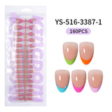 Nail Tips French press on nails  explosion five-color rectangular versatile removable patch manicure 150 pieces fake nail piece