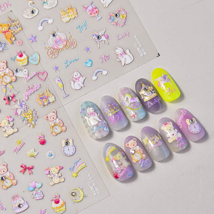 365nails: "파스텔 테디 파티" – 네일 아트 스티커