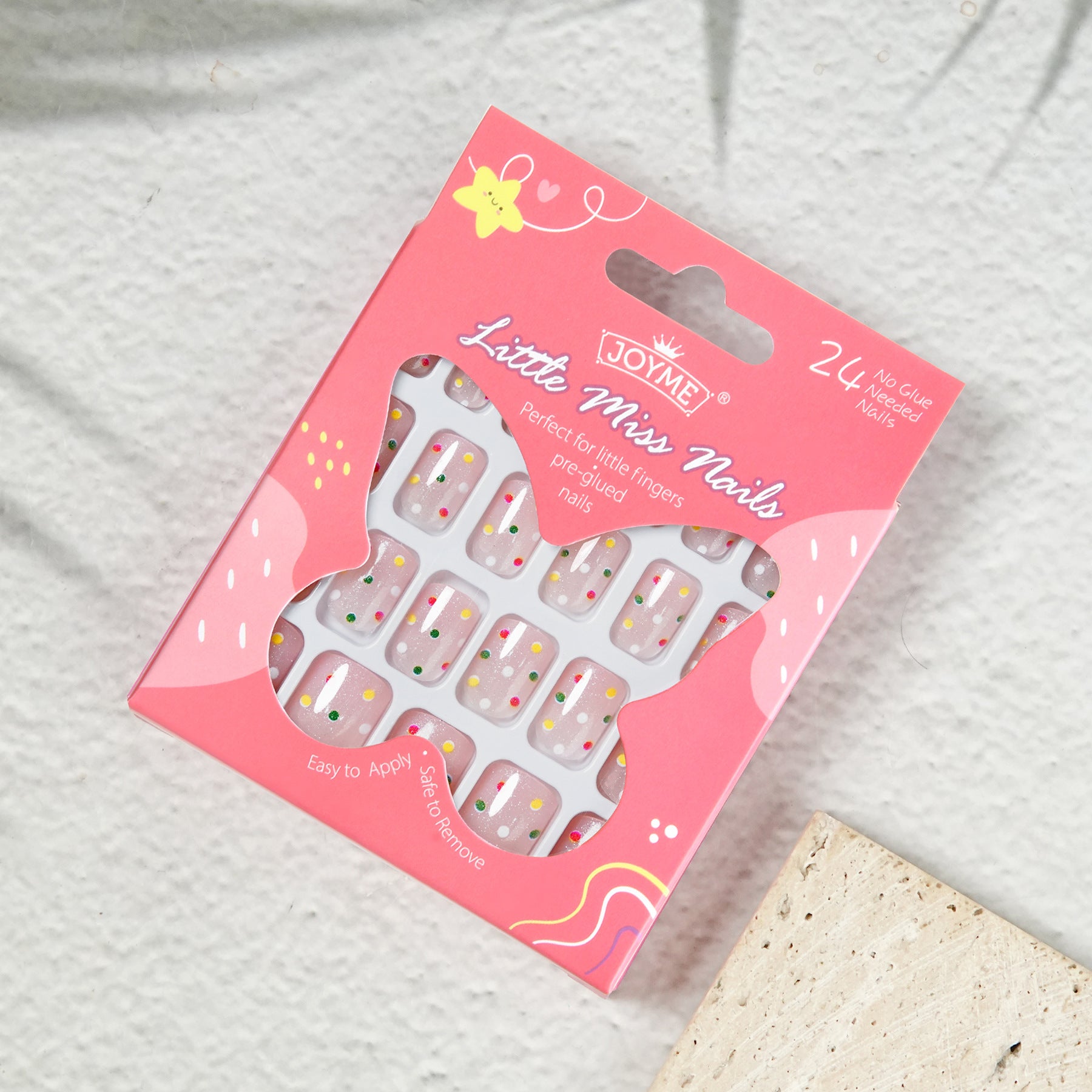 Kids press-on nails 24 pieces glue-free nail stickers little girl princess nail stickers