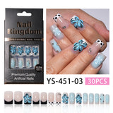 Popular hand-worn nail sweet cool flower almond long finished nail art removable patch fake nail piece