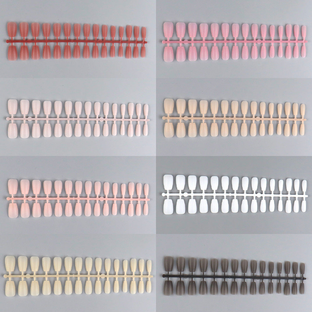 Nail Tips Solid color matte seamless press on nails patch 30 pieces strip multi-color full sticker short fake nail patch, wholesale