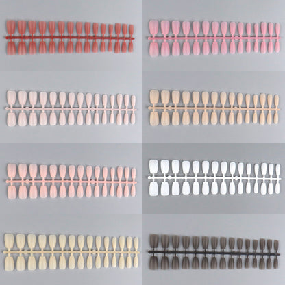 Nail Tips Solid color matte seamless press on nails patch 30 pieces strip multi-color full sticker short fake nail patch, wholesale