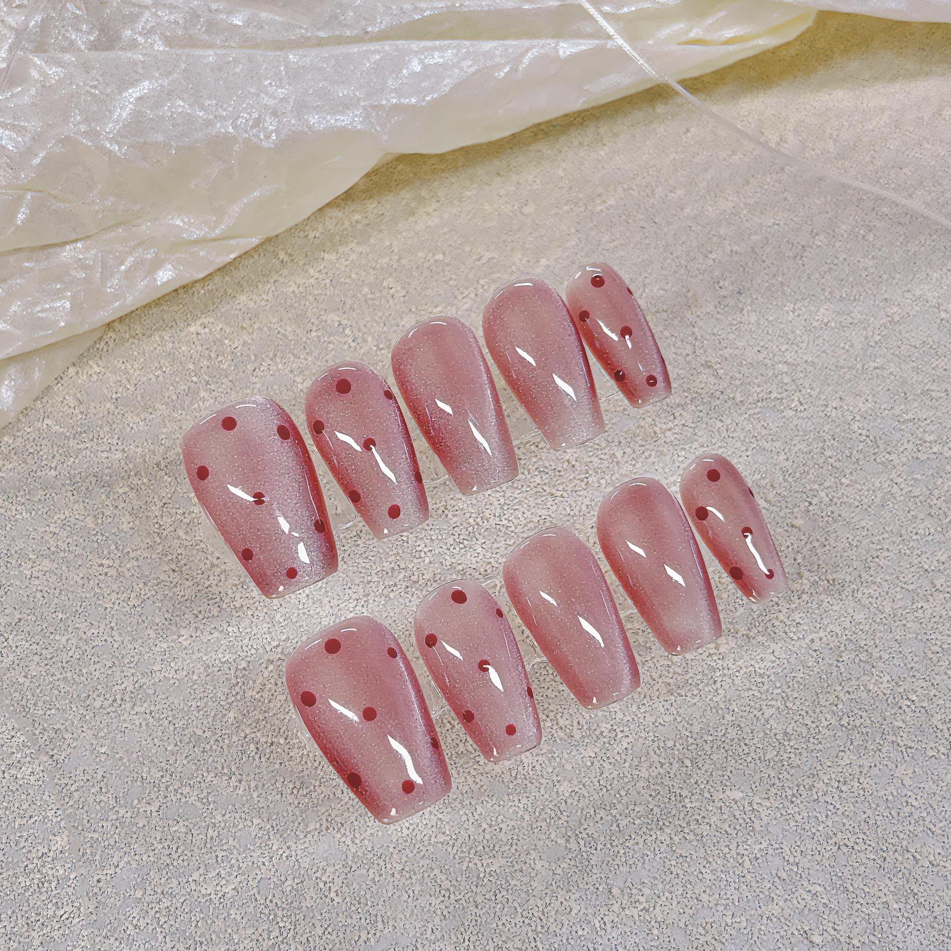 365nails: 장밋빛 도트 – 손그림 도트 수제 코핀형 네일