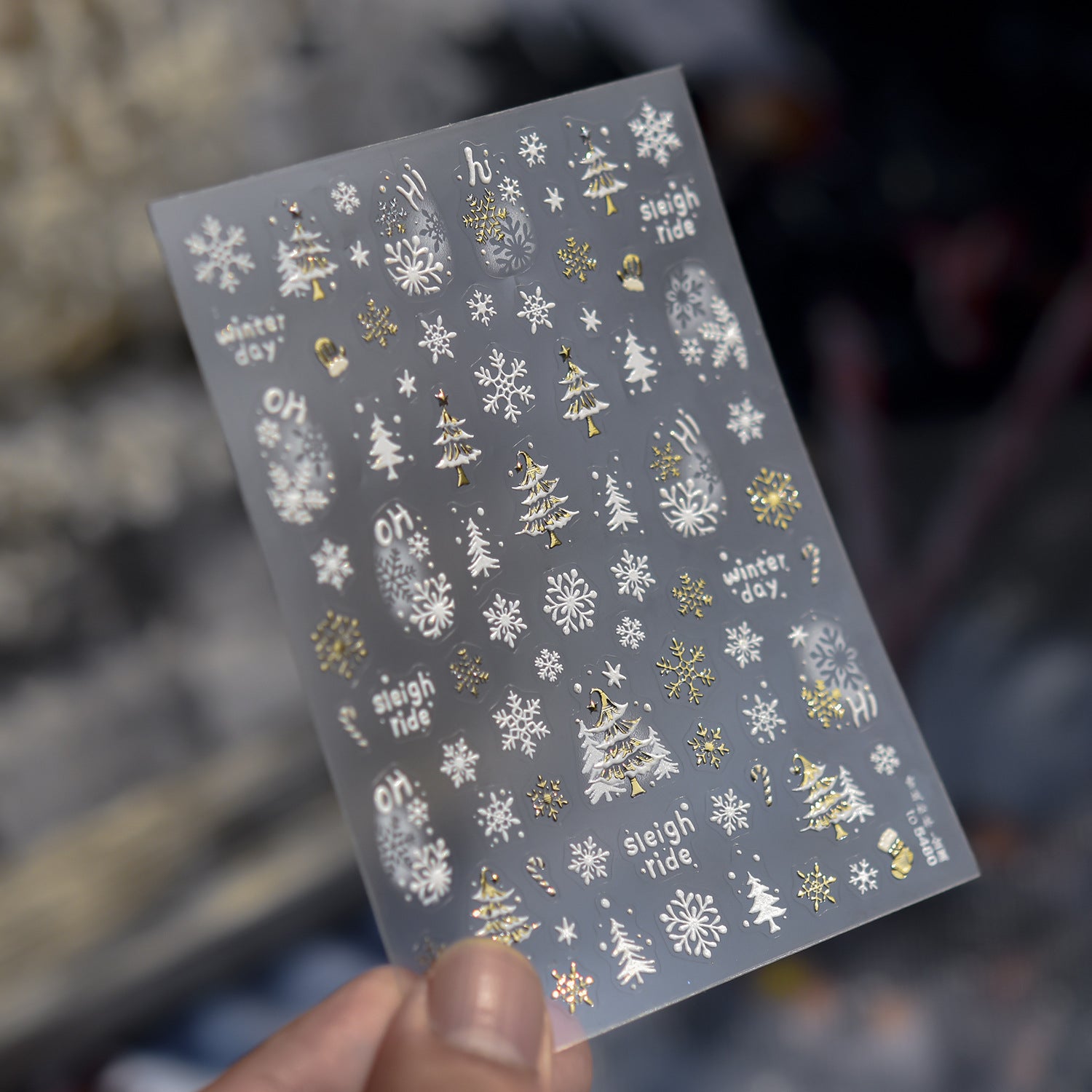 Winter Castle Collection: "Snowflake & Ice Castle" – 3D Embossed Nail Sticker