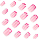 Venta caliente, rosa francesa roja con brillo, uñas cuadradas cortas, arte de uñas, ｜365nails