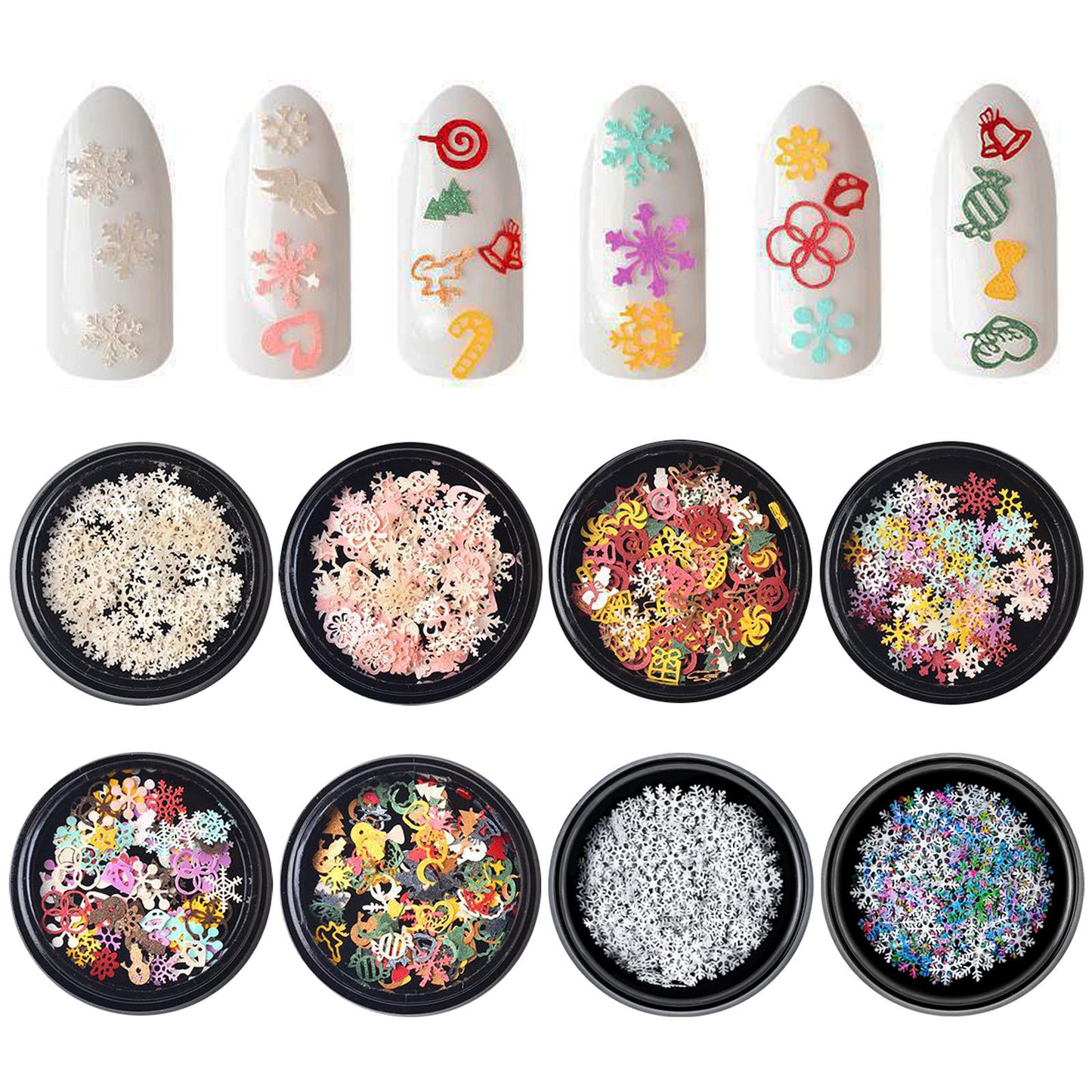 Christmas Snowflake Nail Decoration Sequins for Winter Manicure (MOQ=3)