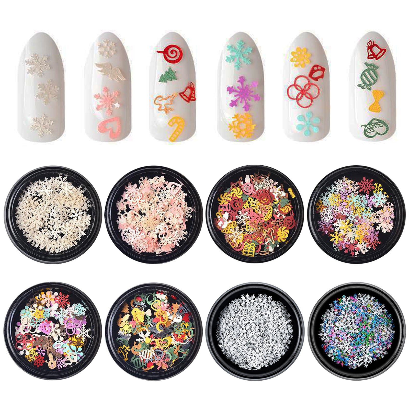 Christmas Snowflake Nail Decoration Sequins for Winter Manicure (MOQ=3)