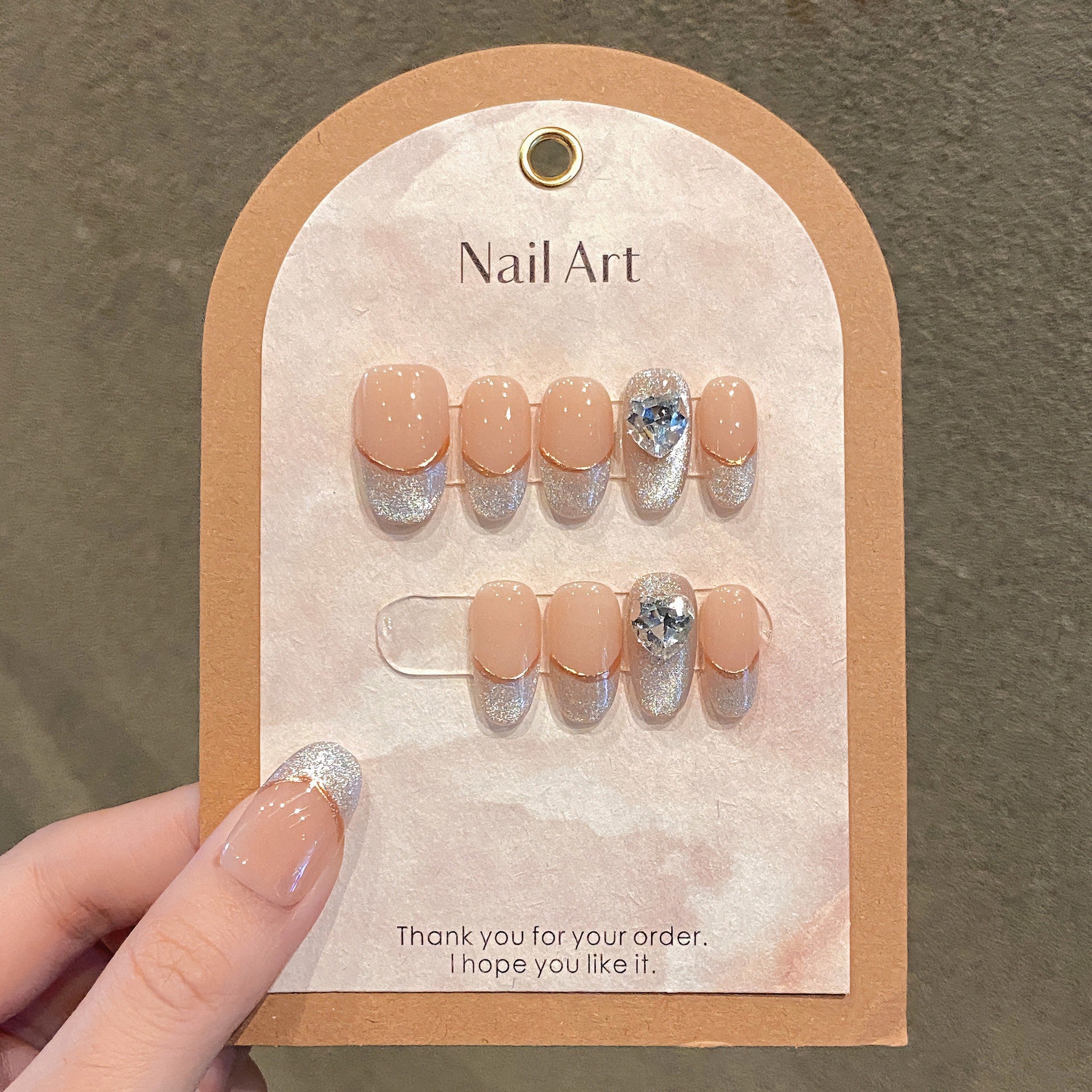 365nails: "Silver Lining" – 3D Gem & Glitter Handmade Almond Nails