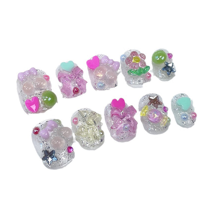 Sweet and cute short manicure flash fresh spring and summer handmade press on nails wholesale  sticker｜365nails
